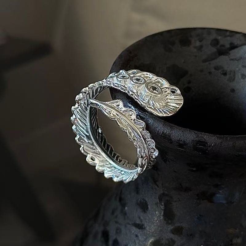 Wholesale 925 Sterling Silver Zircon Feather Ring - Image 3
