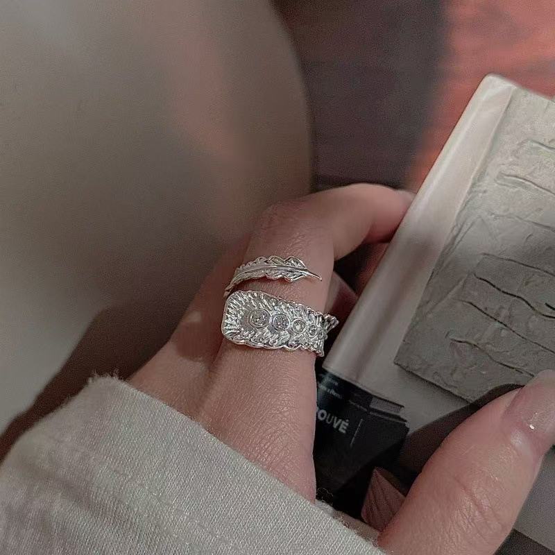 Wholesale 925 Sterling Silver Zircon Feather Ring - Image 6