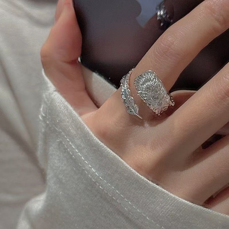 Wholesale 925 Sterling Silver Zircon Feather Ring - Image 4