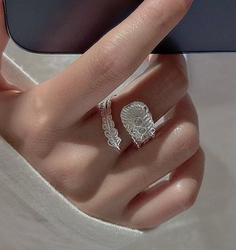 Wholesale 925 Sterling Silver Zircon Feather Ring - Image 5