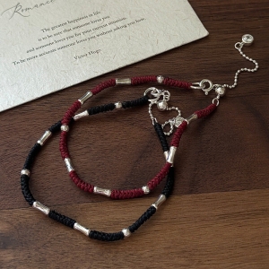 Wholesale 925 Sterling Silver Bead Woven Rope Bracelet