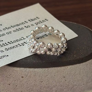 Wholesale 925 Sterling Silver Elastic Ring with Weaving Bead