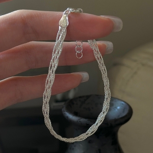 Wholesale 925 Sterling Silver Weaving Shiny Bracelet