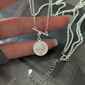 Wholesale 925 Sterling Silver Double-layer Portrait Necklace