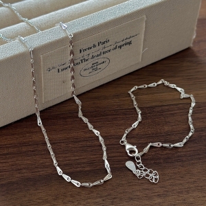 Wholesale 925 Sterling Silver Melon Seed Chain Necklace&Bracelet