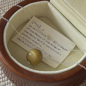 Wholesale 925 Sterling Silver Gold Tiger's Eye Bead Necklace