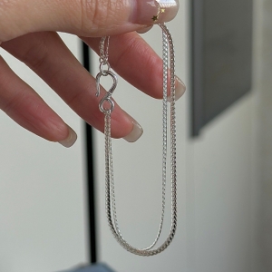 Wholesale 925 Sterling Silver Double-layered Snake Chain Bracelet