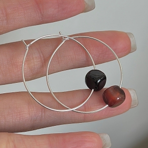 Wholesale 925 Sterling Silver Square Natural Stone Hoop Earrings