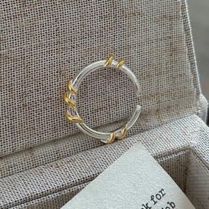 Wholesale 925 Sterling Silver and gold Rattan Thin Ring