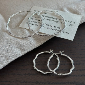 Wholesale 925 Sterling Silver Curved Textured Hoop Earrings