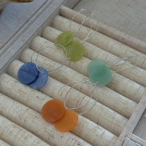 Colored Round Natural Stone Hoop Earrings