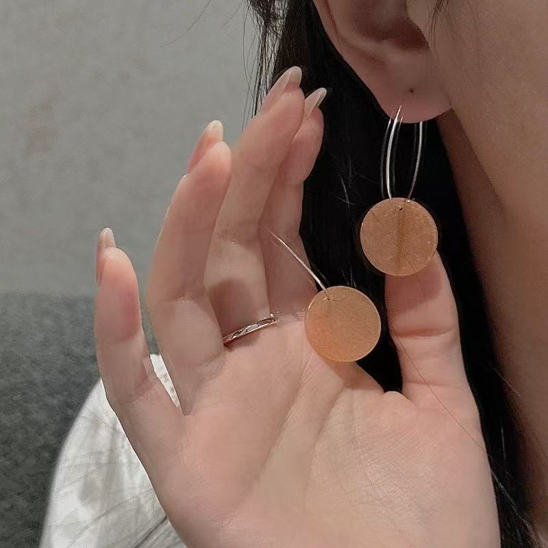 Colored Round Natural Stone Hoop Earrings - Image 8