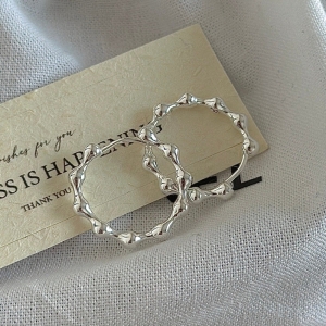 Wholesale 925 Sterling Silver Bamboo Hoop Earrings