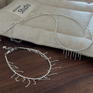 Wholesale 925 Sterling Silver Broken Silver Tassel Necklace & Bracelet