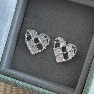 Wholesale 925 Sterling Silver LOVE Heart-shaped Hollow Earrings