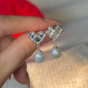 Wholesale 925 Sterling Silver Heart-shaped Pearl Earrings