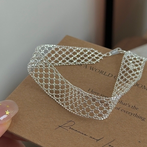 Wholesale 925 Sterling Silver Netting Minimalist Adjustable Bracelet