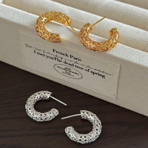 Wholesale 925 Sterling Silver Grid Hoop Earrings