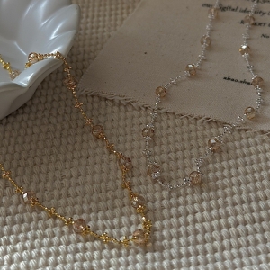 Wholesale 925 Sterling Silver Champagne Stone Necklace