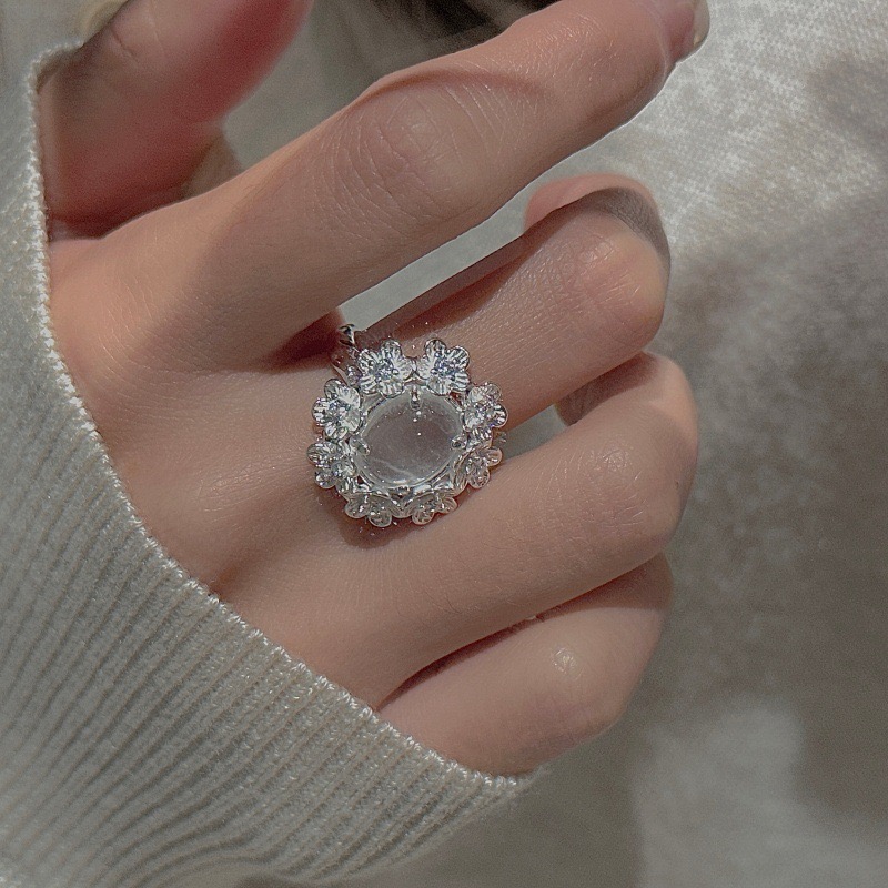 Wholesale 925 Sterling Silver Albite Jade Flower Ring - Image 6