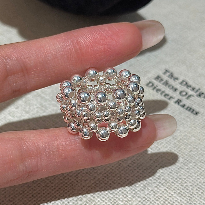 Wholesale 925 Sterling Silver Weaving Beads Elastic Ring - Image 3