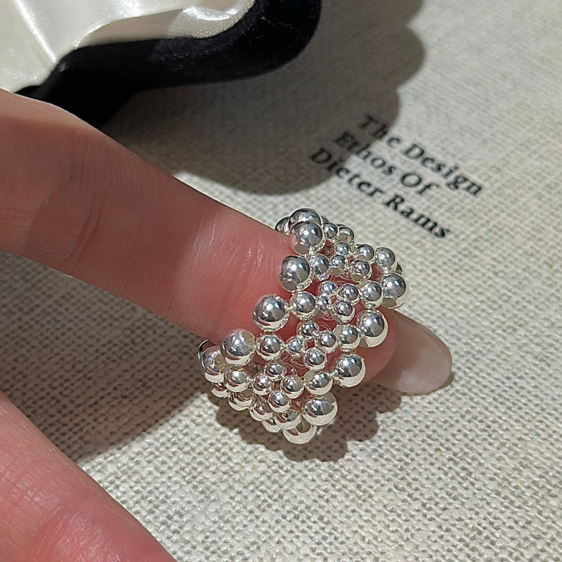 Wholesale 925 Sterling Silver Weaving Beads Elastic Ring - Image 2