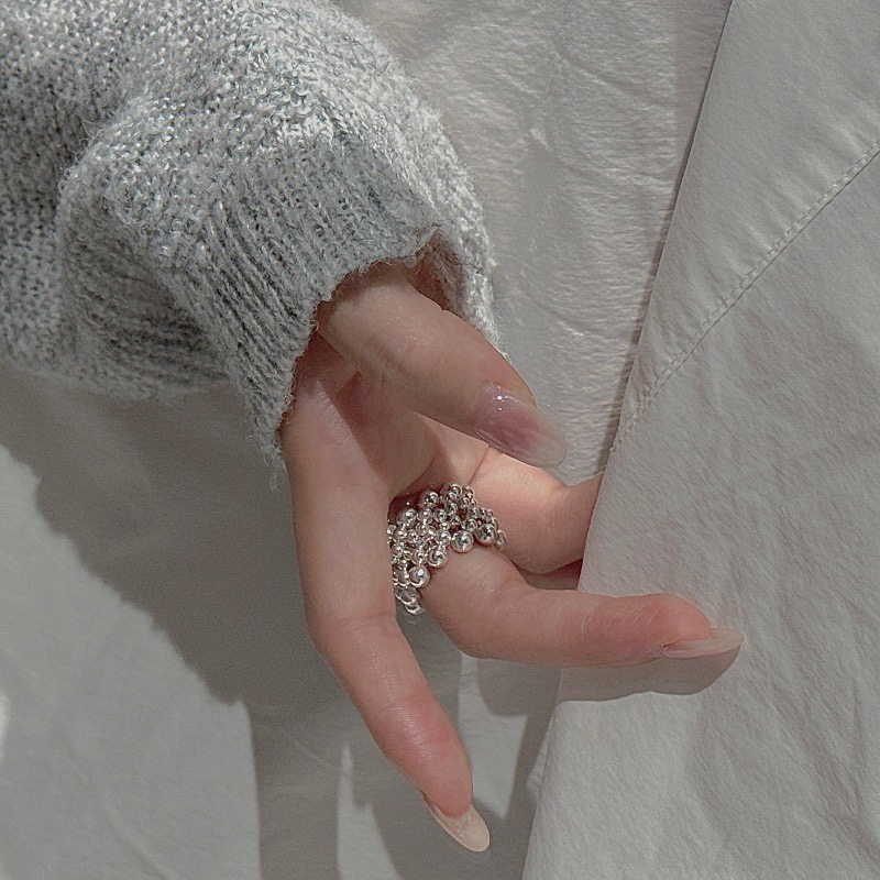 Wholesale 925 Sterling Silver Weaving Beads Elastic Ring - Image 5