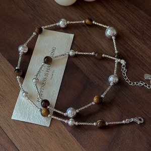 Wholesale 925 Sterling Silver Natural Stone Bead Necklace