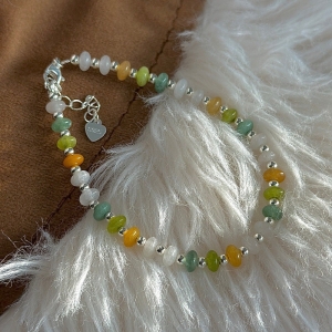 Wholesale 925 Sterling Silver Colored Bead Bracelet