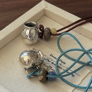 Wholesale 925 Sterling Silver Natural Stone Wine Bottle Rope Necklace