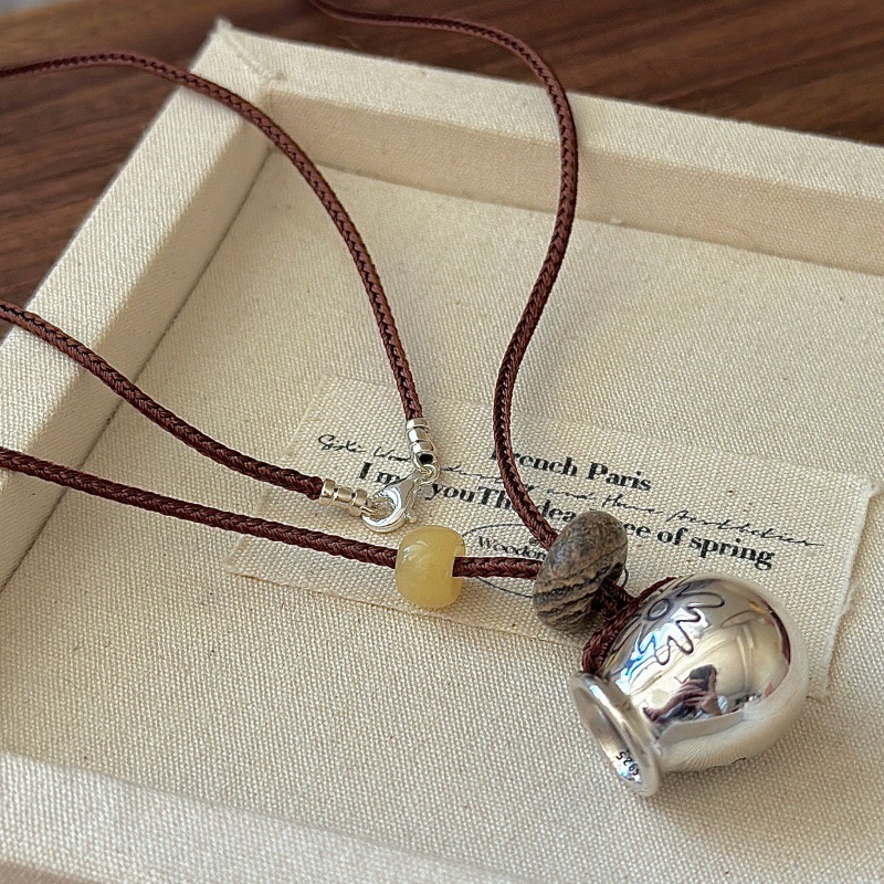 Wholesale 925 Sterling Silver Natural Stone Wine Bottle Rope Necklace - Image 2