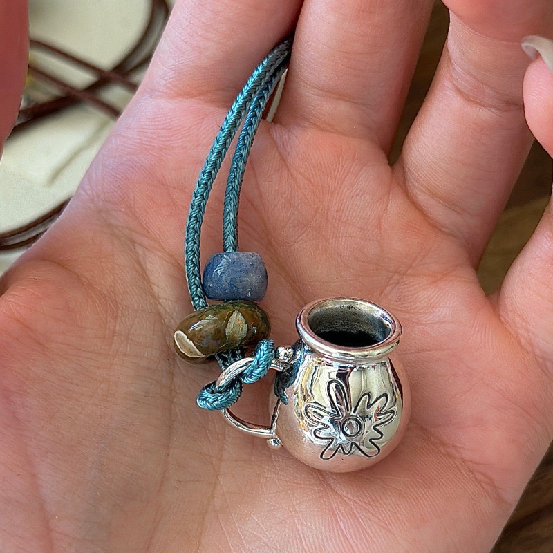 Wholesale 925 Sterling Silver Natural Stone Wine Bottle Rope Necklace - Image 3