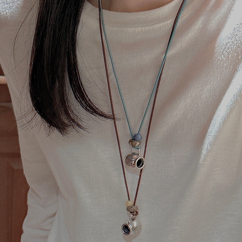 Wholesale 925 Sterling Silver Natural Stone Wine Bottle Rope Necklace - Image 4