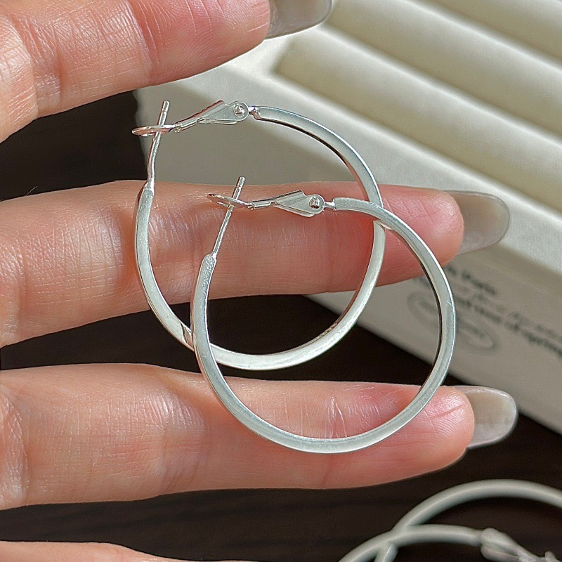 Wholesale 925 Sterling Silver Basic Large Hoop earrings - Image 3