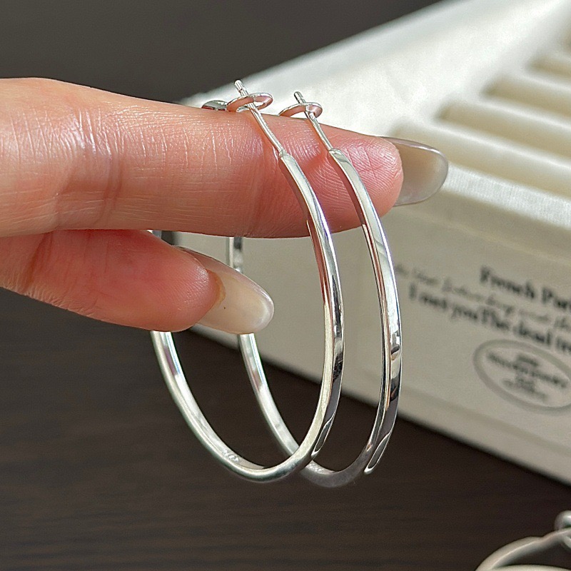 Wholesale 925 Sterling Silver Basic Large Hoop earrings - Image 2
