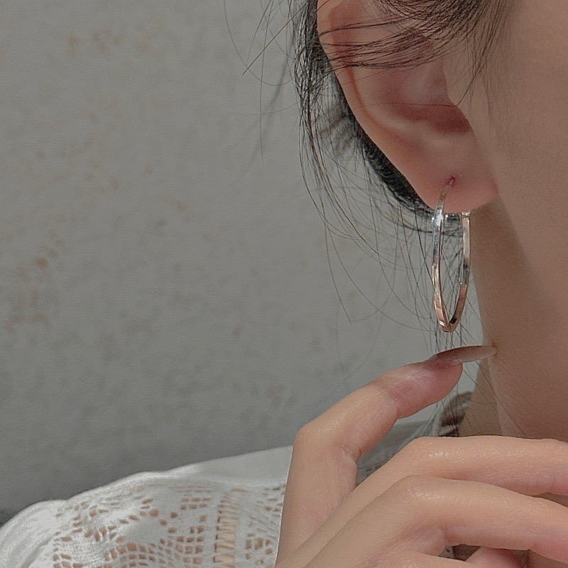 Wholesale 925 Sterling Silver Basic Large Hoop earrings - Image 5