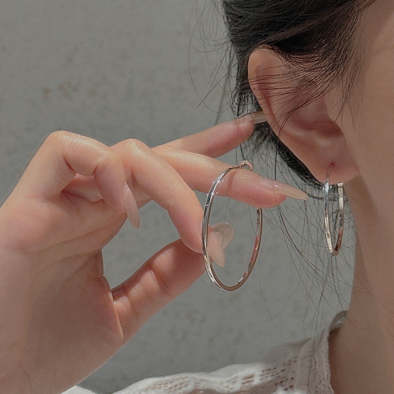 Wholesale 925 Sterling Silver Basic Large Hoop earrings - Image 4
