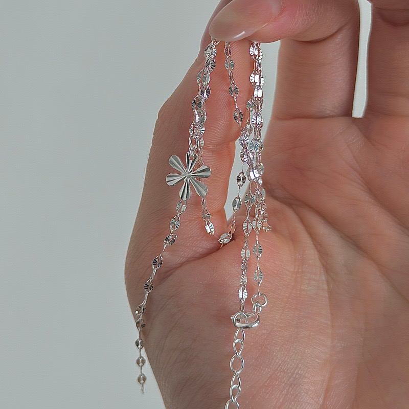 Wholesale 925 Sterling Silver Glittering Flower Necklace - Image 2