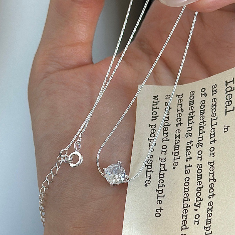 Wholesale 925 Sterling Silver Zirconia Clavicle Chain Necklace - Image 2