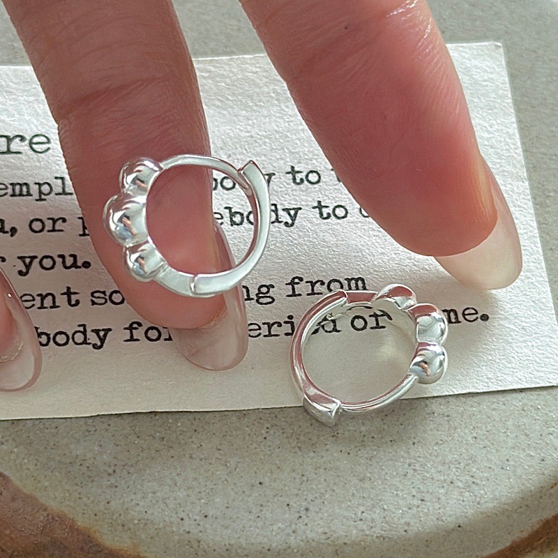 Wholesale 925 Sterling Silver Bean Hoop Earrings - Image 3