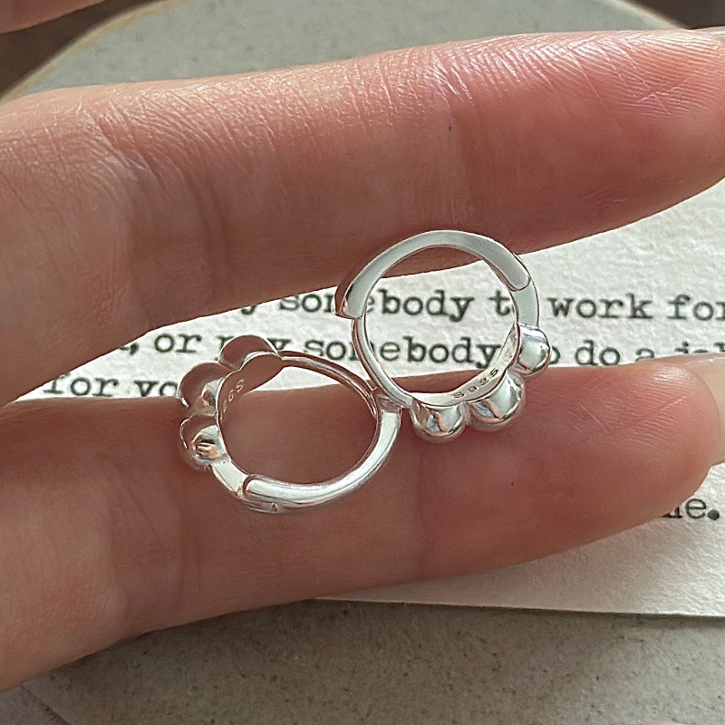 Wholesale 925 Sterling Silver Bean Hoop Earrings - Image 2