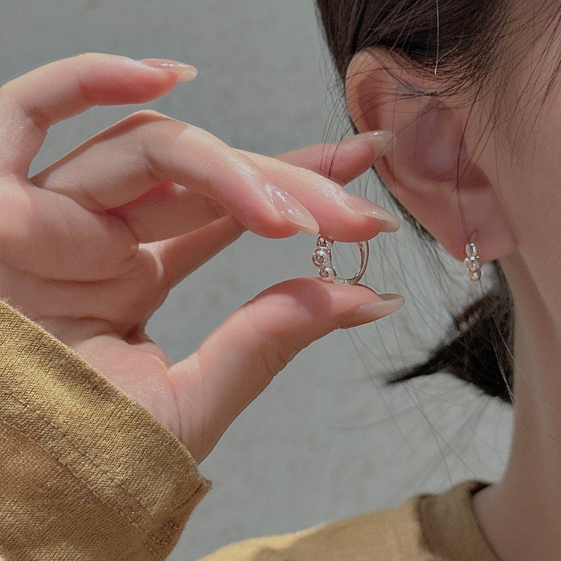 Wholesale 925 Sterling Silver Bean Hoop Earrings - Image 4