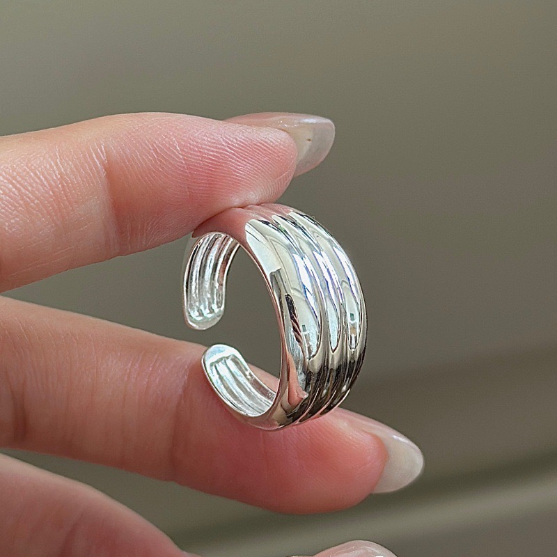 Wholesale 925 Sterling Silver Multi-layered polished Open Ring - Image 3