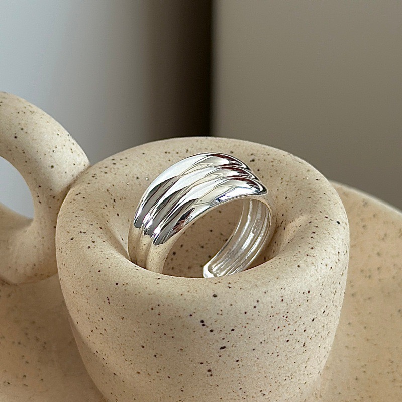 Wholesale 925 Sterling Silver Multi-layered polished Open Ring