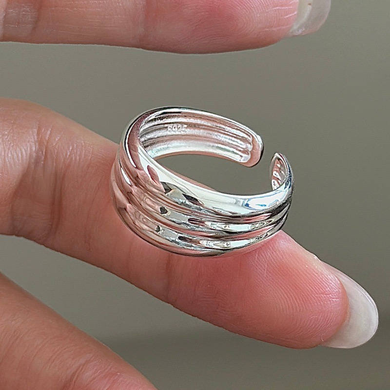 Wholesale 925 Sterling Silver Multi-layered polished Open Ring - Image 2