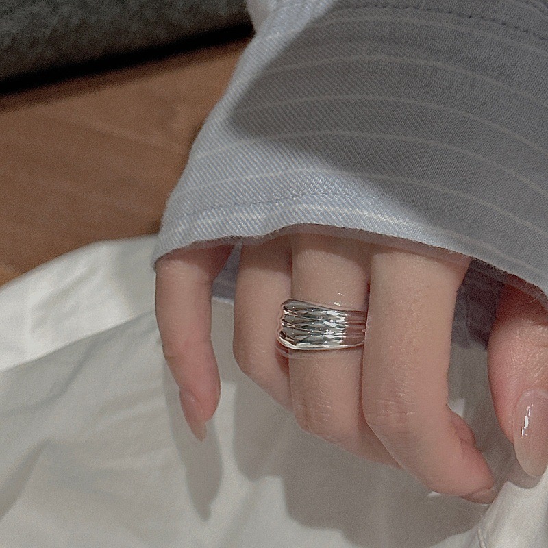 Wholesale 925 Sterling Silver Multi-layered polished Open Ring - Image 5