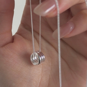 Wholesale 925 Sterling Silver Layered Circle Necklace