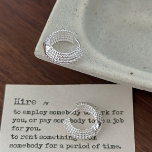 Wholesale 925 Sterling Silver Bead Textured Hoop Earrings