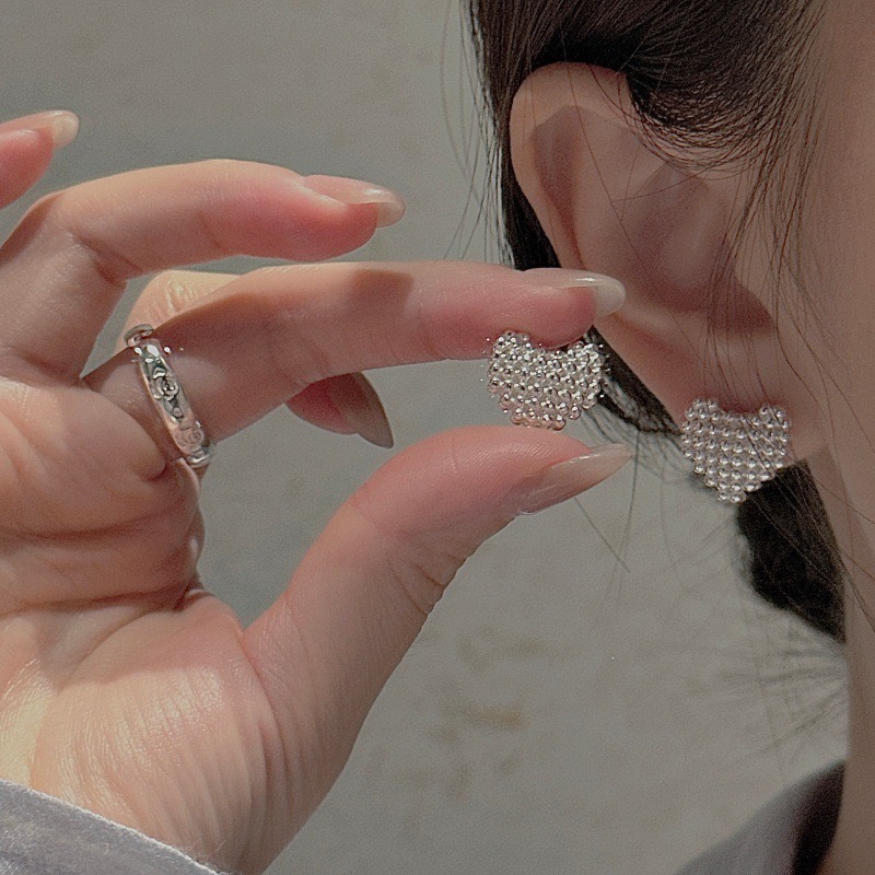 Wholesale 925 Sterling Silver Heart Bead Stud Earrings - Image 6