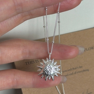 Wholesale 925 Sterling Silver Sunburst Beaded Cable Necklace